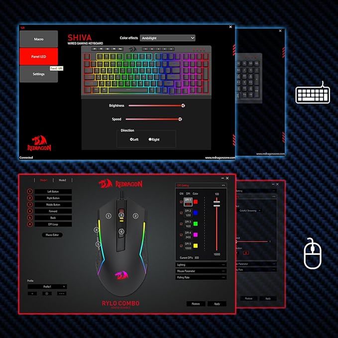 Redragon S141 Gaming Keyboard & Mouse Combo, 98 Keys K515 Wired RGB Membrane Keyboard and 10000 DPI Wired M616 Gaming Mouse Bundle