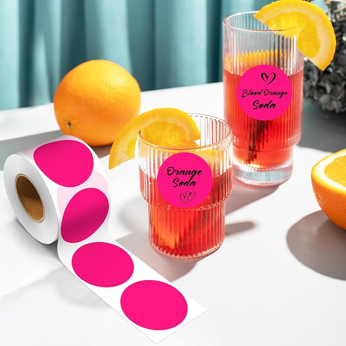 PARLAIM 2 Inch Round Adhesive Color-Code Dot Stickers,4Rolls/2000 per Rolls dots Label Dispenser Box, Circle Stickers Label Inch Coding Labels (Fluorescent Pink)