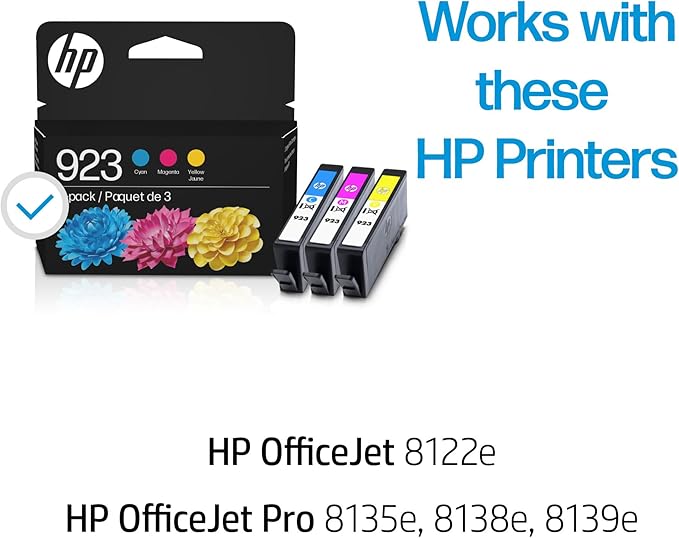HP 923 Cyan/Magenta/Yellow Standard Yield Ink Cartridges, 3/Pack (6C3Y4LN)