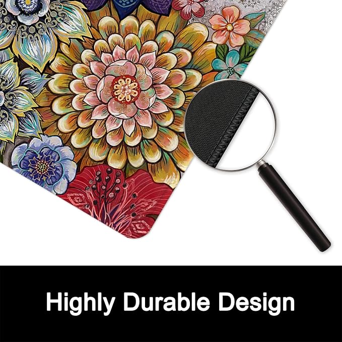ITNRSIIET Mouse Pad with Stitched Edge Premium Textured Smooth Precise Operation Waterproof Washable Non-Slip Rubber Base Desktop Protection Mat, 10.2×8.3×0.12 inches, Succulent Flower