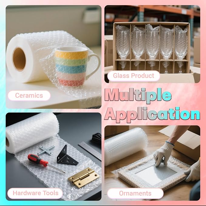 12 in x 45 ft Clear Bubble Cushioning Wrap, 3Roll Protective Bubble Packing Roll for Moving, Shipping, and Fragile Items