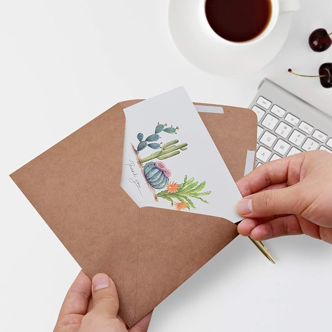 100 Pack 5x7 Brown Kraft Envelopes for Invitations - Quick Self Seal, V-Flap, Perfect for Weddings, Baby Shower,5x7 Cards,Party Invitation 5.25 x 7.25 Inches(A7 Envelopes Bulk)