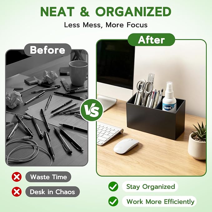 MR.MATE Magnetic Pen Holder,Black Magnetic Marker Cup for Fridge Whiteboard | Dry Erase Marker Pencil Holder with Acrylic Cup and Strong Magnet, Non-slip Design For Refrigerator Locker Office & Classroom