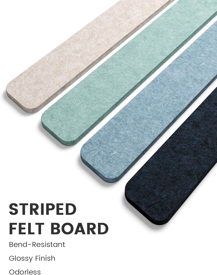 Fluxynara 13" x 2" Felt Wall Panels, Ocean Gradient | 5-Pack Includes 35 Push Pins and Adhesive Tabs for Photos, Notes and Decor in Bedroom Doors, Home Office or Studios