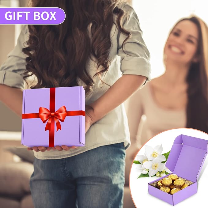 25 Pack Small Shipping Boxes Purple Corrugated Cardboard Box 7x5x4 inches，Corrugated Box for Packaging Small Business,Mailing Packing Literature Mailer,Shipping Gift Boxes