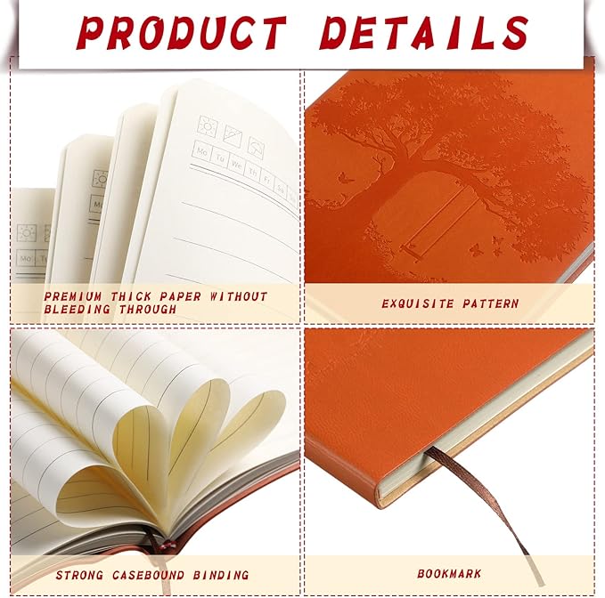 TaoBary 24 Pcs Employee Appreciation Gift A5 PU Leather Journal Bulk Colorful Tree Lined Journal Notebook Soft PU Leather Cover Ruled Writing Notebook for Office School Teacher Nurse (Bright Colors)