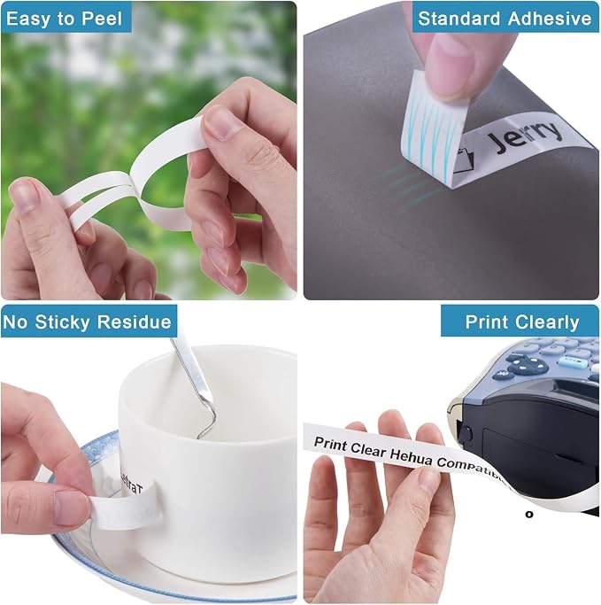 Hehua Compatible with Dymo 91330 12mm Label Maker Tape 30PK Refills 10697 | 1/2 inch; 12mm label;Dymo LT 91330; Black ink on White; For Label Manager LT-100H 100T 110T 200B QX50 XM 2000
