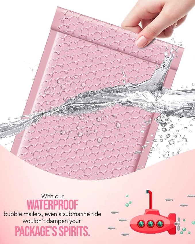 GSSUSA Light Pink Bubble Mailers 4x8" 800 Pack Padded Envelopes Self Seal | 4x7" Usable Size, Shipping Bags for Jewelry Makeup, Strong Adhesion, Tear Proof Waterproof, Small Business Package Supplies