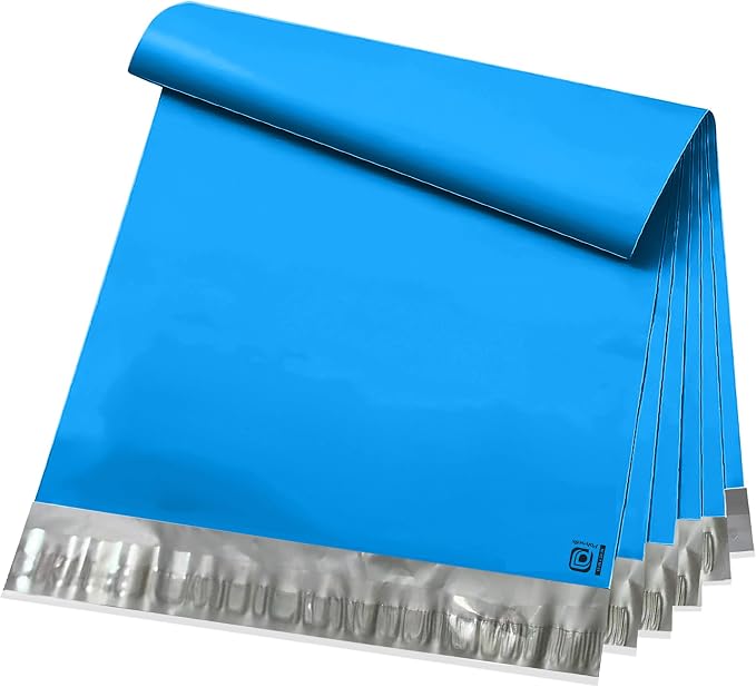 POLYSELLS 200 pcs 19x24 Inches Blue Poly Mailers Shipping Envelopes, Strong Adhesive Sealing, Waterproof, and Tear-resistant Postal Mailing Bags for Clothing, Books, and Accessories