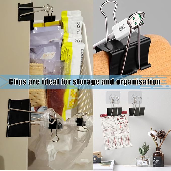 Extra Large Binder Clips 2.4 Inch(48 Pack), Upgrade Large Binding Clips Jumbo Paper Clips, Heavy Duty Big Clamps for Office and Home Supplies, Black | Heavy Duty Big Clamps for Office and Home Supplies, Black