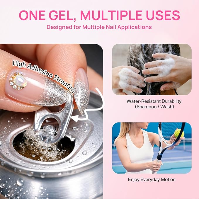 krofaue Solid Gel Nail Glue 4Pcs 20g – UV-Cured Clear Nail Adhesive for Gel Nails, 3D Nail Gel, Press on Nail Glue, Rhinestones, DIY Home Manicure, Salon Use, Long-Lasting, Beginner-Friendly.