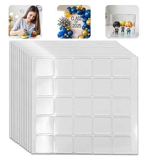 Clear Adhesive Dots, 300 Pack | Double-Sided Removable Glue Dots for Wall, Craft and Party Decorations, 0.8 x 0.8 in