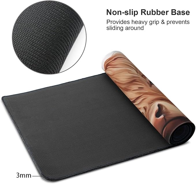 35.4 x 15.7 in, Waterproof XXL Large Mouse Pad for Desk, Extended Keyboard Mouse Mat for Computer Office, Big Laptop Mouse pad, Gaming Pc-Highland Cow Pink Floral