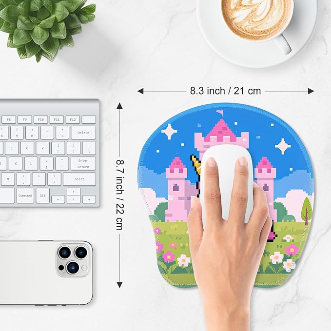 ITNRSIIET Mouse Pad Non-Slip Rubber Base Smooth Surface Stitched Edges Waterproof Durable Compatible with All Mice for Office & Gaming, Desk Accessory, 8.7x8.3x0.12 inch, PixelCastle