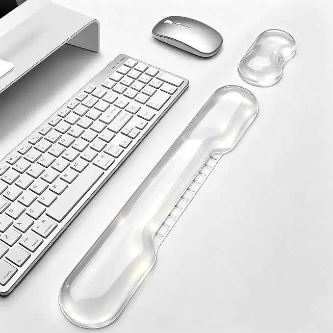 Mouse Pad with Wrist Rest, Soft Cloud Gel Keyboard Mouse Pad Set with Hand Wrist Support, Cute Non Slip Office Desk Accessories for Comfort/Pain Relief/Computer/Laptop (Clear Cave)