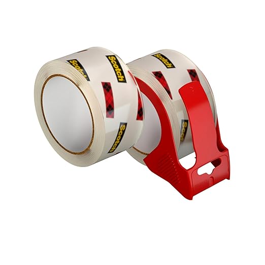 Scotch Box Lock Packaging Tape, 2 Rolls with 1 Refillable Dispenser, 1.88 in x 54.6 yd, Extreme Grip, Sticks Instantly to Any Box (Pack of 6)