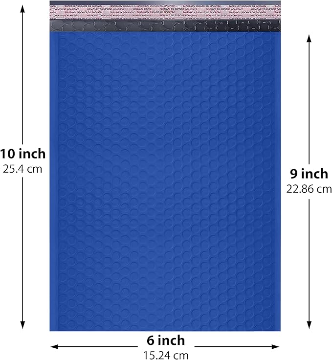Royal Blue Small Poly Bubble Mailers 6x10 inch #0 | Self Seal Padded Envelopes | Cushioned Bubble Mailer | Usable Size 6x9 | WaterProof | Lightweight mailing Shipping Bags | 500 Pack Bulk