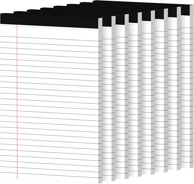 8 Pack Notepads 5x8, White, Small Legal Pads, Perforated Notebook | Ciphyfee College Ruled Note Pads for School, Note Taking, Teacher & Office Supplies, Writing Pads,30 Sheets/Pack
