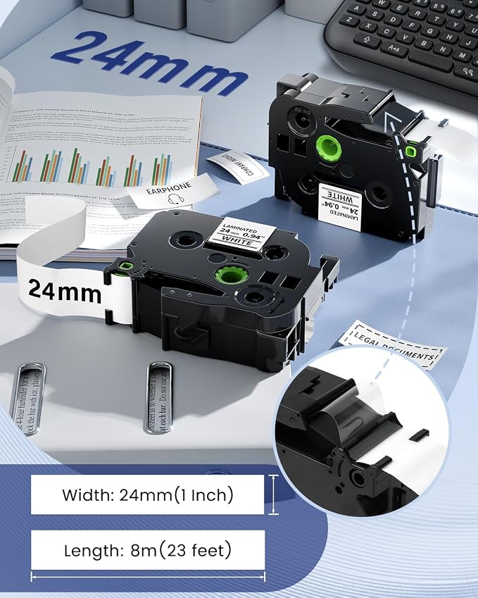 Anycolor TZe-251 TZe251 24mm 0.94 Laminated White Label Maker Tape | Replace for Brother P-Touch Label Tape 1 Inch TZ-251 TZ Tape for Brother PT-D600 PT-D610BT PT-P710BT 910BT, 5-Pack