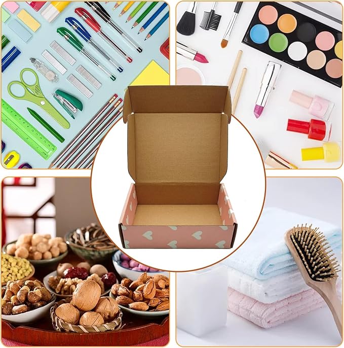 Recyclable Cardboard Small Gift Mailer Boxes for Shipping Packaging Craft Mother's Day Gifts Giving Products (Pink, 9 x 6 x 2 Inch)