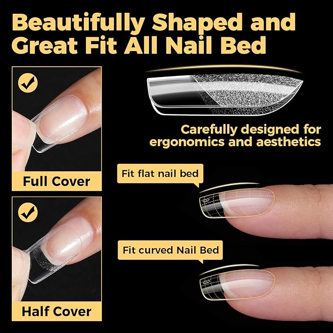 UNA GELLA Square Nail Tips, Short Square Gel Nail Tips, 240pcs Pre Etched Half Matte Soft Gel Press on Nails Full Cover Fake Nails for Nails Extension DIY Salon 12 Sizes At Home