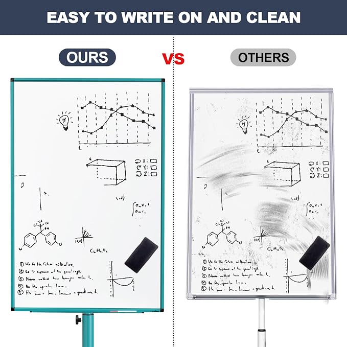 Mobile Whiteboard, 40x26 Inches White Board Dry Erase Board on Wheels | Height Adjustable, Magnetic Surface, Dry Erase, With Stand, Ideal for Classroom, Office, School, Home, Homeschooling, Teacher
