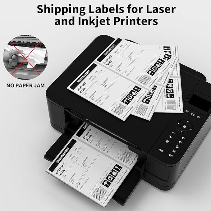 150 Sheets 300 Labels Half Sheet Self Adhesive Shipping Labels for Laser & Inkjet Printers, 8.5" x 5.5" Shipping Mailing Label, White Address Labels for FedEx, UPS, Amazon FBA