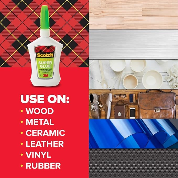 Scotch Super Glue Gel, 4-Pack of Single-Use Tubes, .017 oz Each, Fast Drying, No Run Gel Formula (AD119)