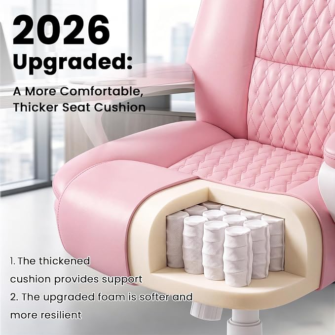 Leather Office Desk Chair,Ergonomic Office Chair with Lumbar Support,Computer Chair,Executive Leather Chair with Padded Flip-up Arm,Adjustable Armrests, Black,275LBS