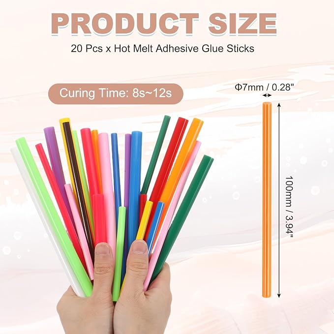 PATIKIL Hot Glue Sticks for Glue Gun, 20 Pcs Colored Hot Melt Adhesive Glue Sticks Bulk for DIY Projects Craft Art Decoration Home Repairs, Orange (3.9" x 0.28")