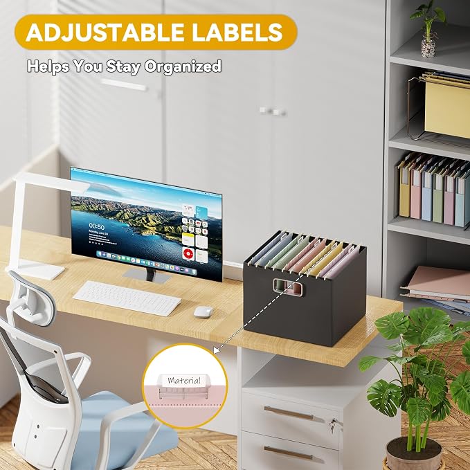 Plastic Hanging File Folders Letter Size,12 Pack Reinforced Filing Cabinet Folders with Tabs,1" Expansion Hanging File Organizer for Home Office,Macaron Heavy Duty Folders for File Frame Box