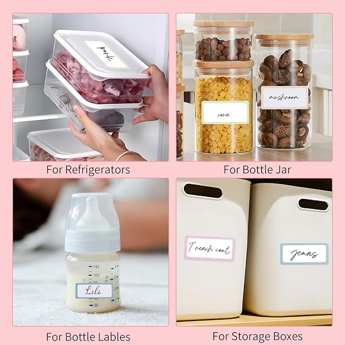 1000Pcs Removable Food Labels 1 x 2 Inch, Colored Freezer Labels Stickers Waterproof Oil for Food Containers, Classroom, Storage (10 Colors)