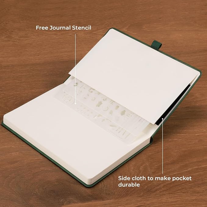 AHGXG Dotted Journal Notebook, 192 Pages, A5 Medium Size (5.7'' x 8.3'') | Leather Hardcover, 100 GSM Thick Paper, for Journaling, Planning, Tracking (Brown)