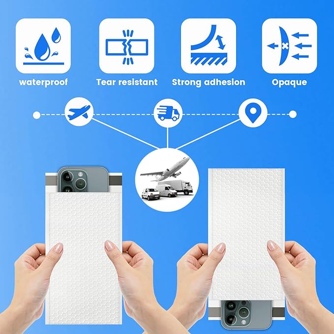 52 Pack Bubble Mailers 4x8inch Padded Envelopes Thin Mailing Envelopes Waterproof Bubble Opaque Padded Mailers Self Seal Adhesive Shipping Bags for Mailing Jewelry Makeup Small Business