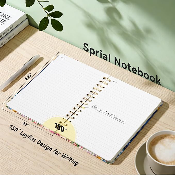 Lined Spiral Journal Notebook for Work A5, 160 Pages, Start Mountain | College Ruled Spiral Journal for Women, Hardcover with Elegant Design for Note-Taking, 5.5 * 8.25 inch