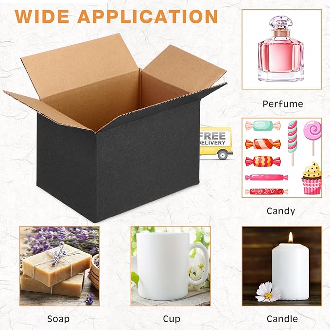 Yeaqee 72 Pcs Shipping Boxes Corrugated Cardboard Small Shipping Boxes for Packaging Mailing Packing Moving Small Business Storage Crafts Gifts(6x4x4 Inch,Black)