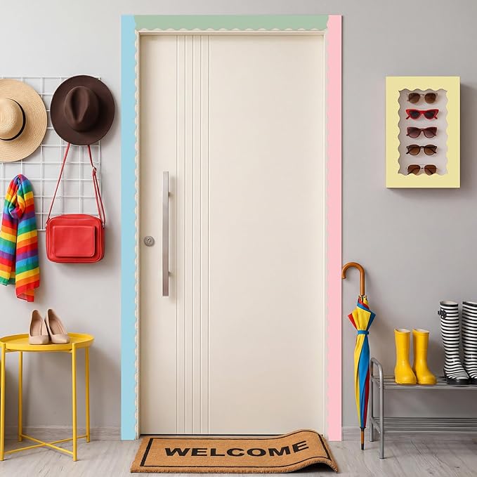 Containlol 236ft Macaron Bulletin Board Decoration, Spring Pastel Classroom Bulletin Board Borders, Bright Scalloped Trim for School Office Poster Chalkboard Whiteboard Wall Decor