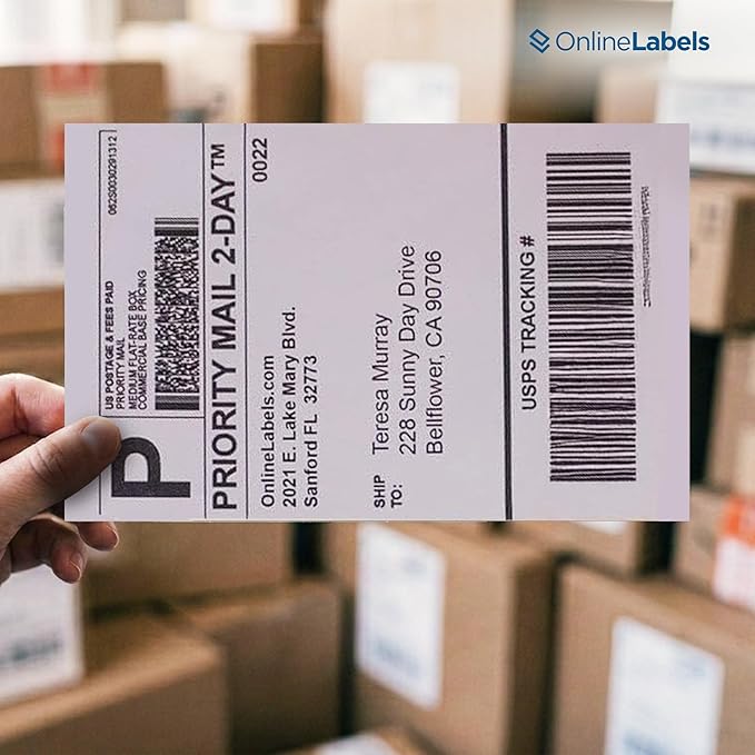8.5 x 5.5 Half-Sheet Shipping Labels - Permanent, White Matte - for FBA, FedEx, UPS - Pack of 2,000 Labels, 1,000 Sheets - Inkjet/Laser Printers - Online Labels