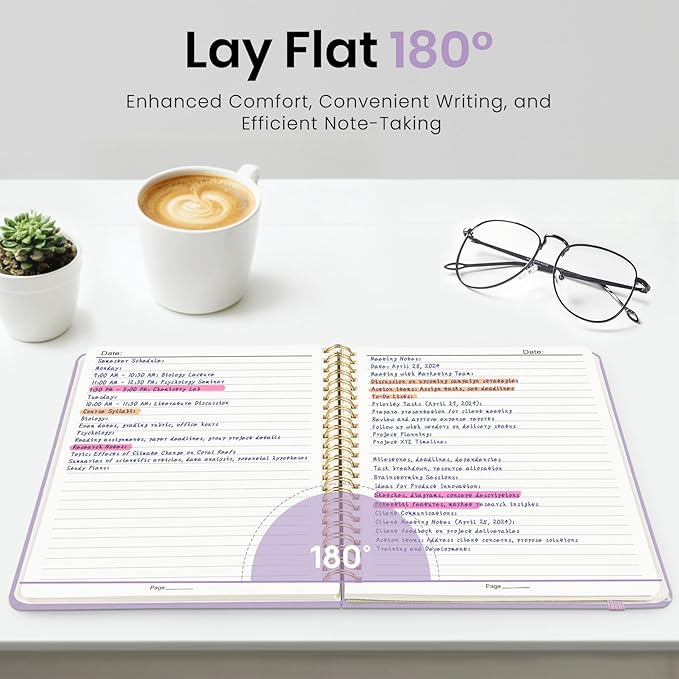 Lined Spiral Journal Notebook for Women, A5 College Ruled Journals for Writing, Hardcover Notebooks for Work, Note taking and Office School Supplies,140 Pages - Lilac Purple