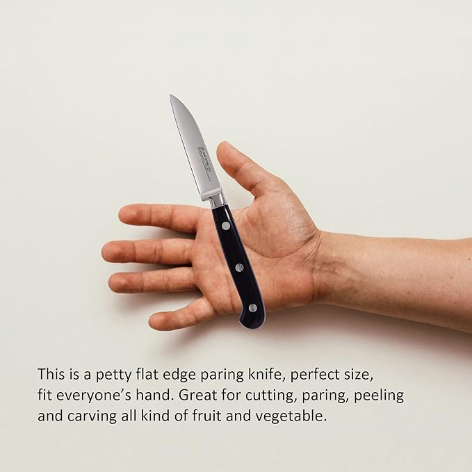 Paring Knife, MATTSTONE HILL 3.15" Small Kitchen Knife, Peeling Knife - German Steel, Triple Rivet Handle