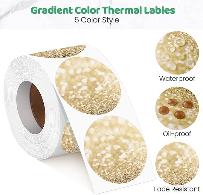 2500 Pcs 2 Inch Circle Thermal Sticker Labels Self Adhesive Round Direct Thermal Labels Multipurpose Printer Stickers for DIY Logo Design, Qr Code, Name Tag
