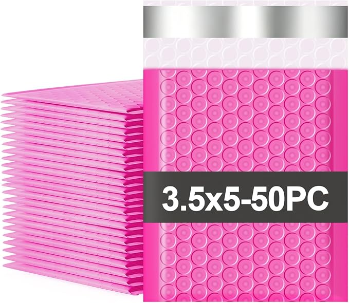 Small Bubble Mailers 3.5x5 50 Pack Waterproof Bubble Envelopes Self Seal Small Packaging Shipping Bags for Small Business