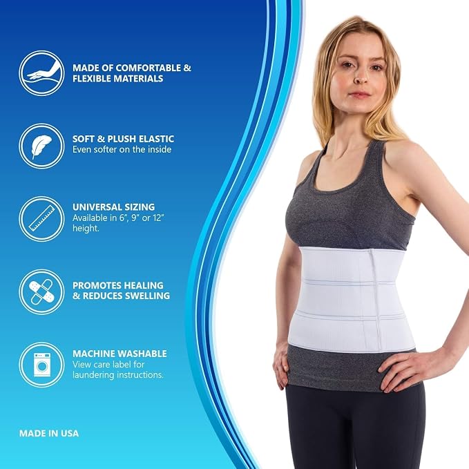 NYOrtho Abdominal Binder Lower Waist Support Belt - Compression Wrap for Men and Women MADE IN USA