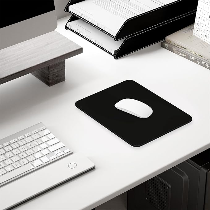 Hsurbtra Mouse Pad, Premium-Textured Square Mousepad 7 x 9 Inch, Thick 3 mm Anti-Slip Waterproof Rubber Pretty Cute Computer Mat for Office Gaming Laptop Women Kids Jet Black