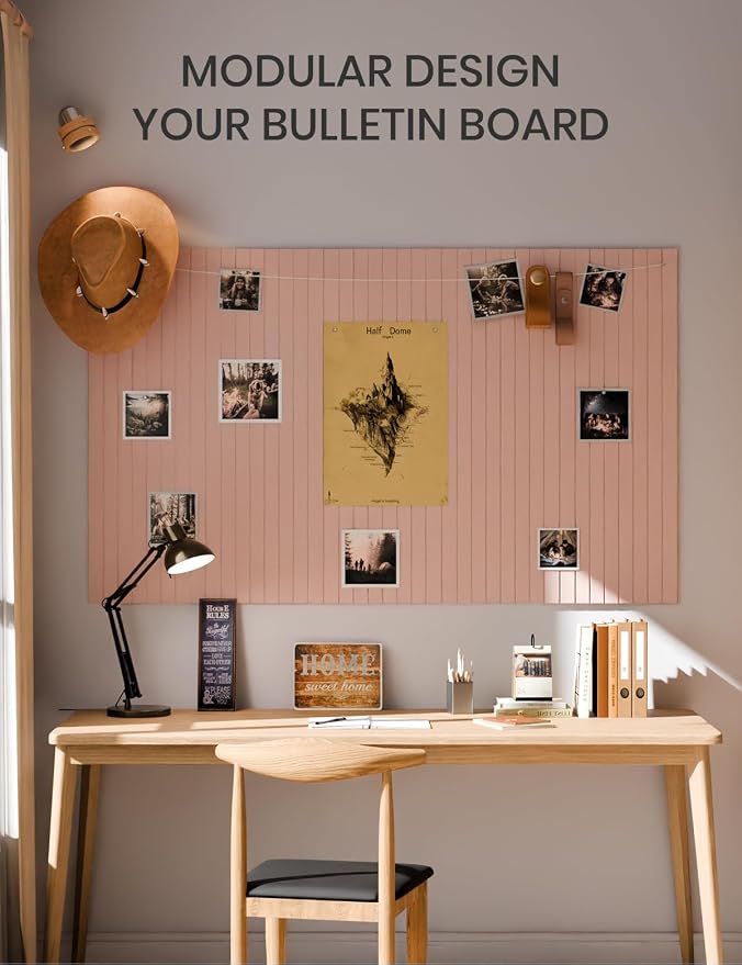 Fluxynara 36" x 24" Large Felt Bulletin Board, Pink | 6 Pack Cork Board Alternative with 30 Safe Adhesive Tabs, Pin Boards for Wall Decor, Home, Office, Classroom,Dorm