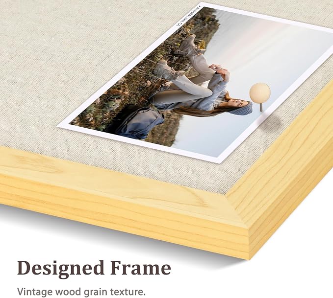 DOLLAR BOSS Bulletin Boards with Linen, 24"x18" Cork Board, Natural Wood | Double-Sided Corkboards for Walls, Decorative Pin Board, Photo Display, For Office Home School Dorm, 10 Pushpins 10 Clips