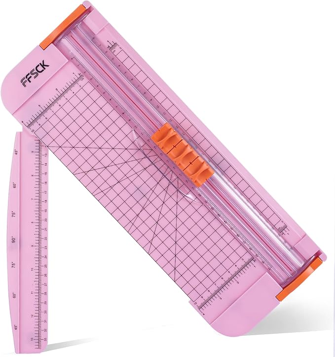 A4 Paper Cutter Slider 12 Inch Paper Trimmer Photo Cutter, Pink | Small Paper Cutter for Classroom Scrapbooking Cutter, Cutter Sliding