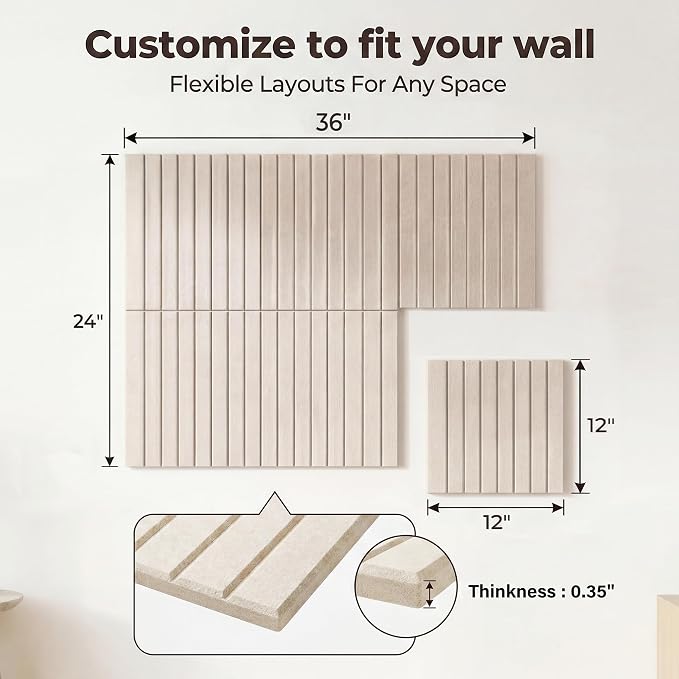 Felt Bulletin Board 36" x 24", Cork Boards for Walls, 6 Pack Bulletin Board Large Cork Board for Office, Felt Boards with 40 Safe Removable Adhesive Tabs Pin Board for Home(Light Beige)