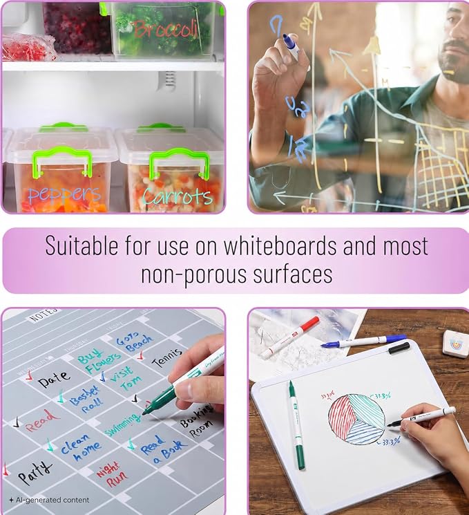 Mr. Pen- Dry Erase Markers Bulk, 60 Pack, Assorted Colors, Fine Tip | Bulk Dry Erase Whiteboard Markers for Writing on Whiteboards, Weekly Planner, Glass, School, Office, Home