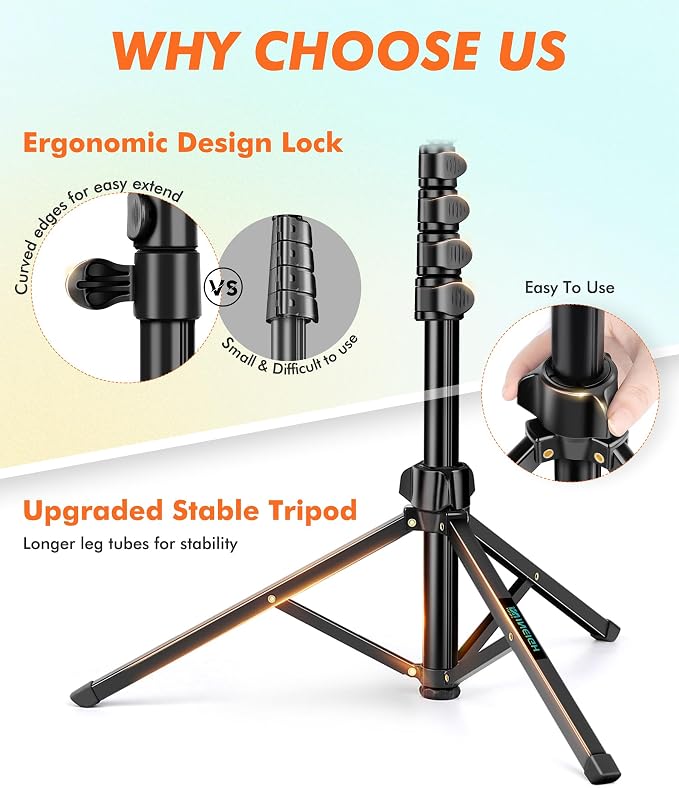 71" Tripod for iPhone, Phone Tripod Selfie Stick with Remote | Cell Phone Stand & Tall Travel Tripod for Recording Video Selfie Photo, Compatible with iPhone 17 16 15 14 Pro Max 13 Android